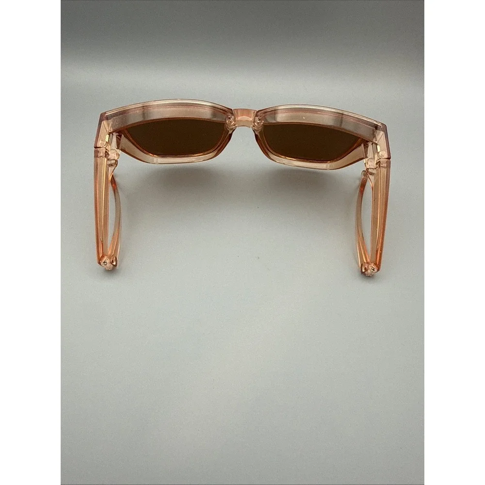 Square Oversize Sunglasses Orange Translucent Brown Lenses & Acrylic Frame Style